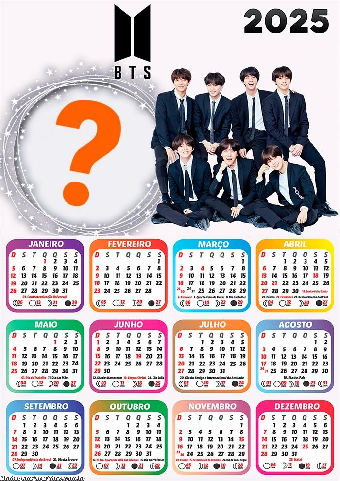 Foto Calendário 2025 BTS Membros Moldura