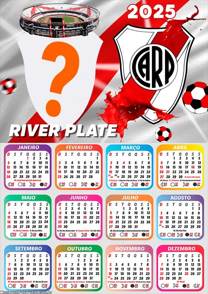 Calendário 2025 River Plate Fazer Montagem Online