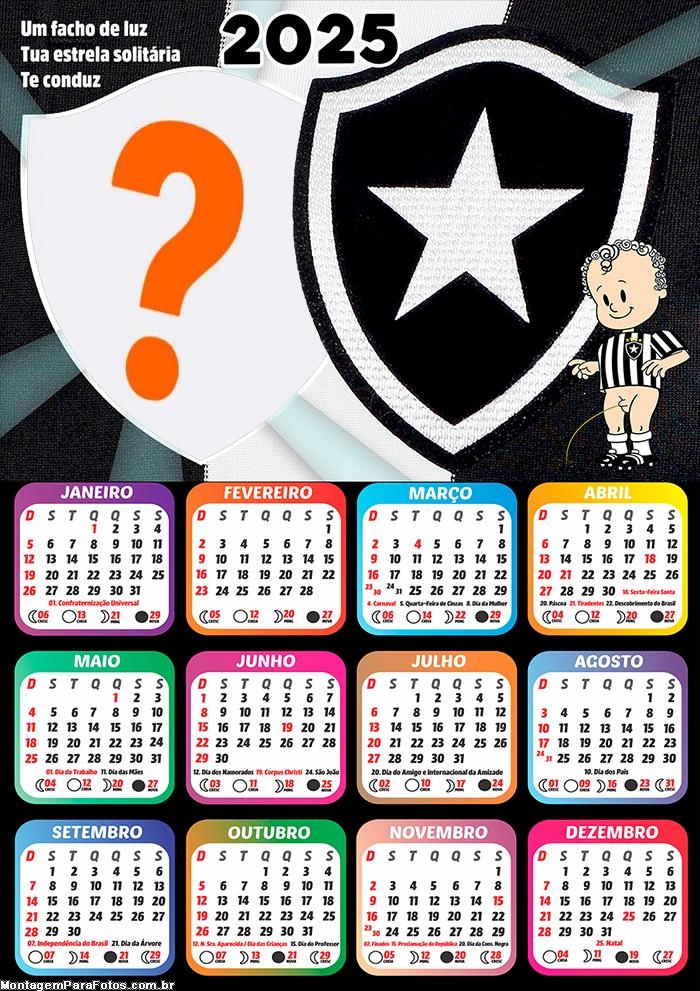 Foto Calendário 2025 Botafogo Time de Futebol Moldura