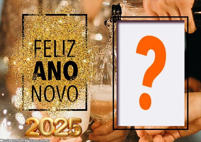 Moldura Dourada Feliz Ano Novo 2025 Online