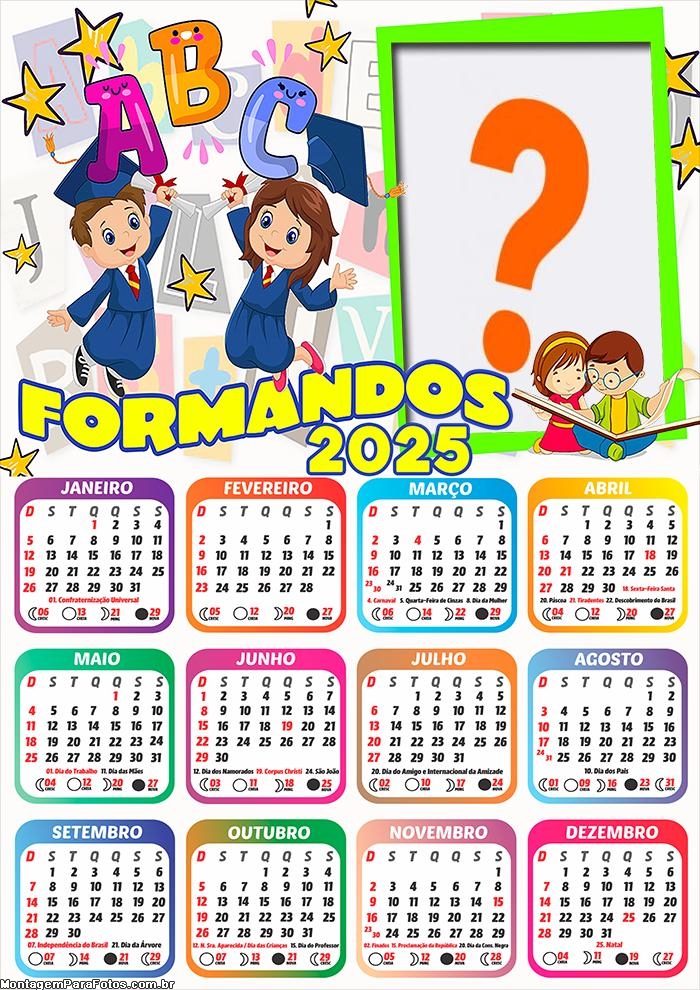 Calendário 2025 Formandos Abc para Crianças