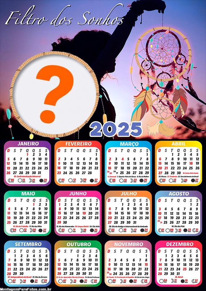 Calendário 2025 Filtro dos Sonhos Montagem Online