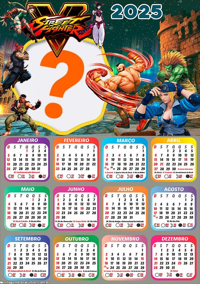 Calendário 2025 do Street Fighter 5 Montagem Online