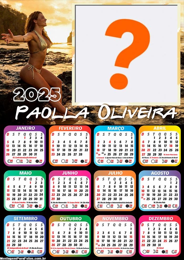 Calendário 2025 Paolla Oliveira Montagem Online