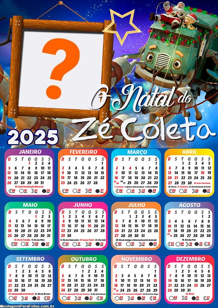 Moldura Calendário 2025 O Natal do Zé Coleta Online