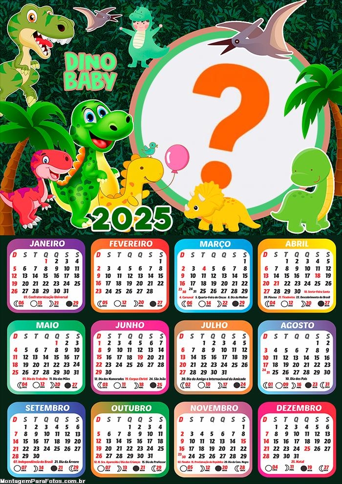 Calendário 2025 Dino Baby Montagem Online