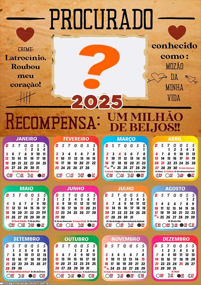 Calendário 2025 Recompensa Dia dos Namorados Grátis