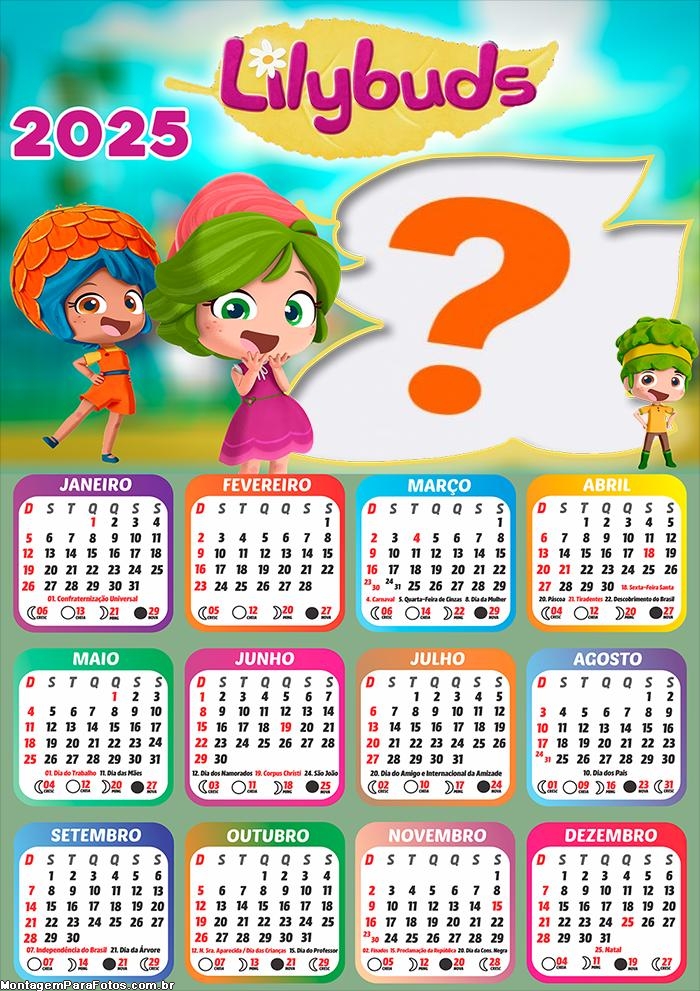 Calendário 2025 Lilybuds Moldura Online