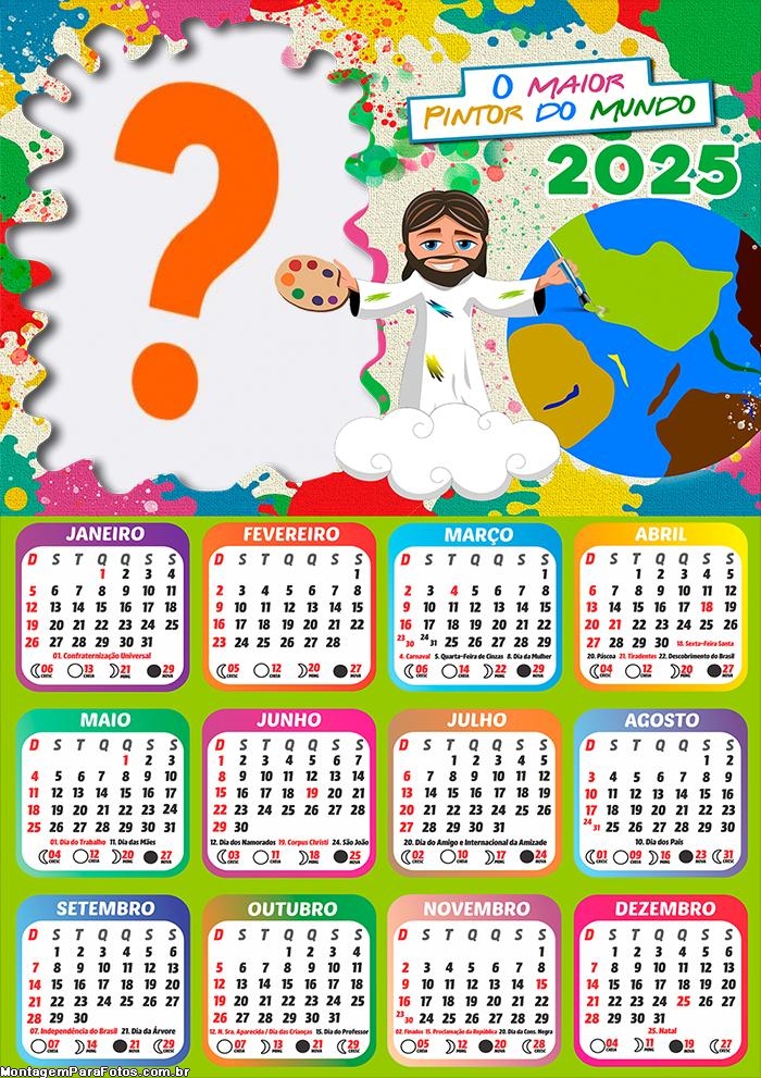 Calendário 2025 O Maior Pintor do Mundo Montagem Grátis Online