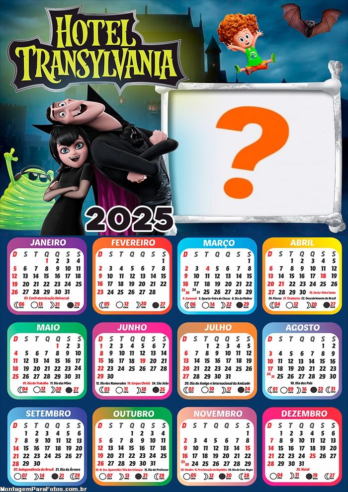 Calendário 2025 Hotel Transylvania Montagem Online