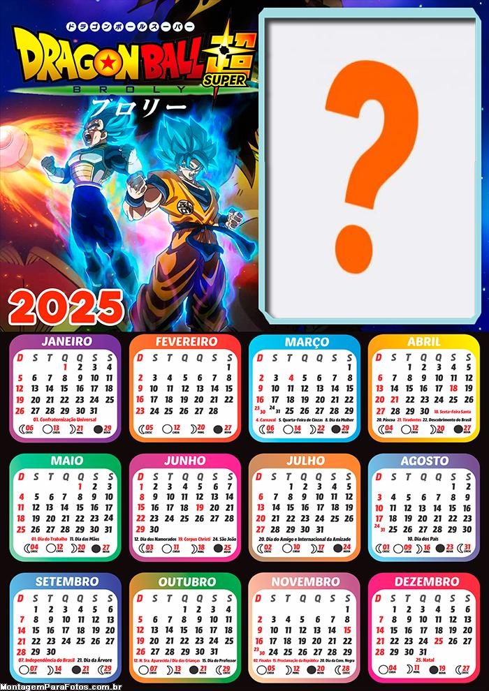 Colagem de Foto Calendário 2025 Dragon Ball Super Broly