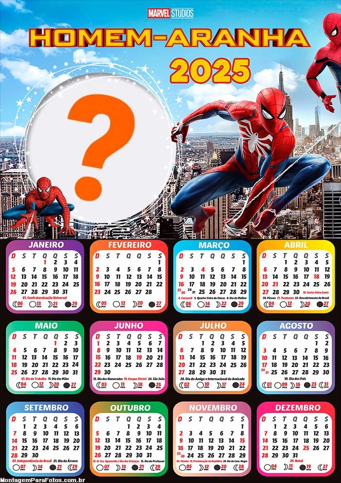 Calendário 2025 Homem Aranha Fazer Montagem