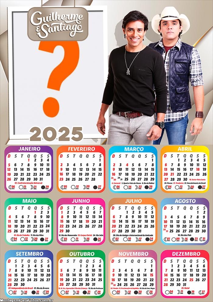 Calendário 2025 Guilherme e Santiago Colagem Online Grátis