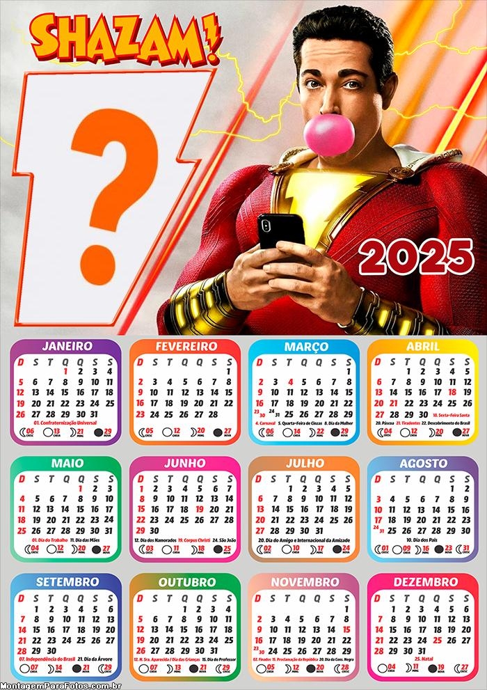 Calendário 2025 Shazam Foto Montagem Online