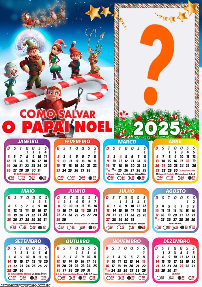 Moldura Calendário 2025 Como Salvar o Papai Noel Online