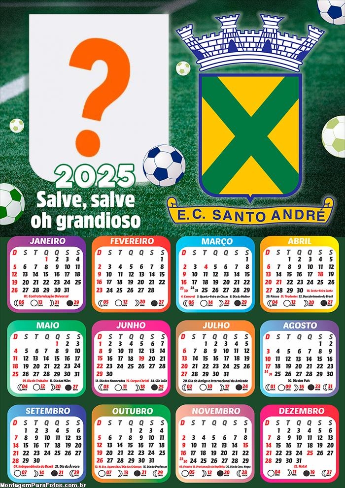 Calendário 2025 Santo André Time de Futebol Foto Montagem Online