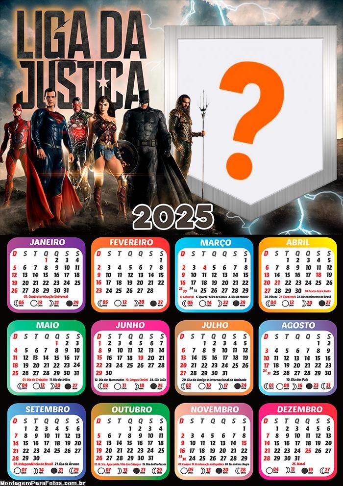 Calendário 2025 Liga da Justiça Montagem Foto Online