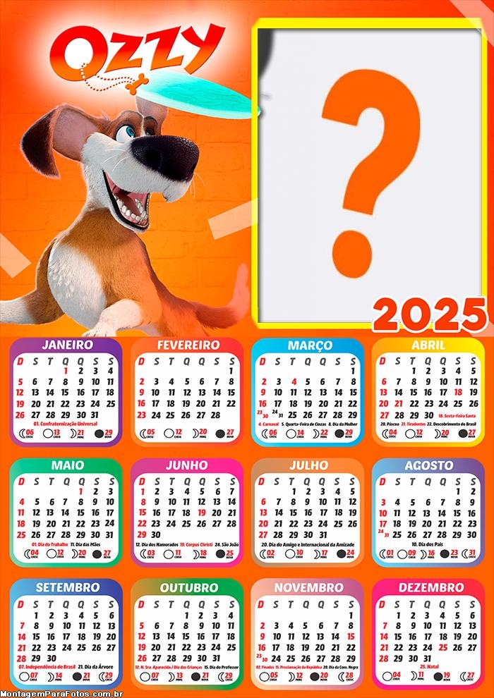 Colagem de Foto Calendário 2025 Ozzy