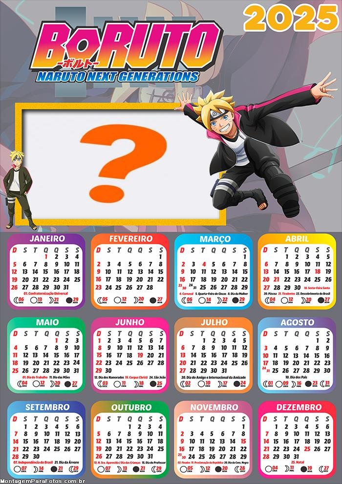 Foto Calendário 2025 Boruto Moldura Online