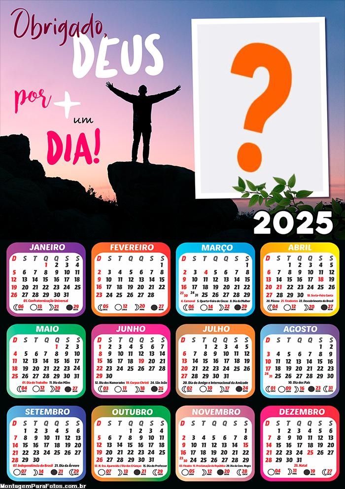 Calendário 2025 Obrigado por mais um Dia Montagem