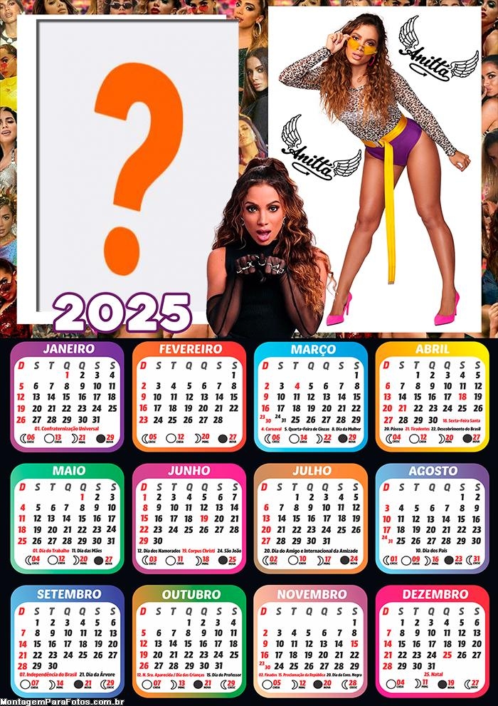 Calendário 2025 Anitta Colagem Online Grátis