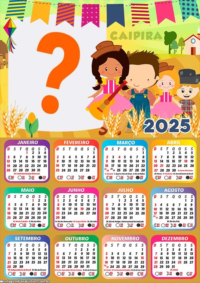 Foto Calendário 2025 Caipira Festa Junina Moldura