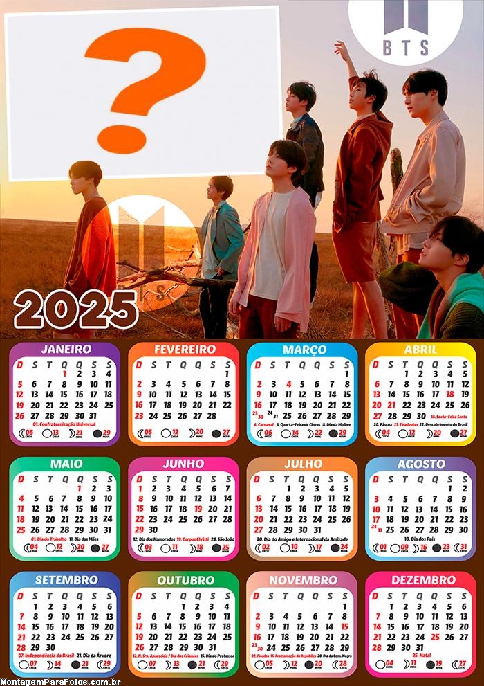 Foto Calendário 2025 BTS Moldura