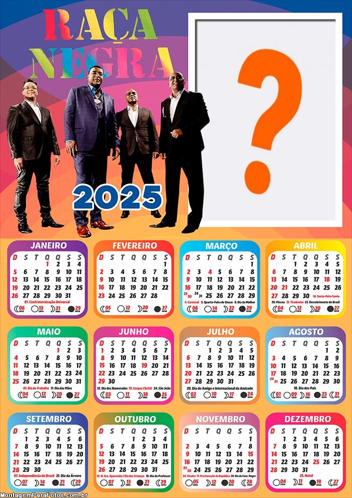 Calendário 2025 Raça Negra Online Grátis