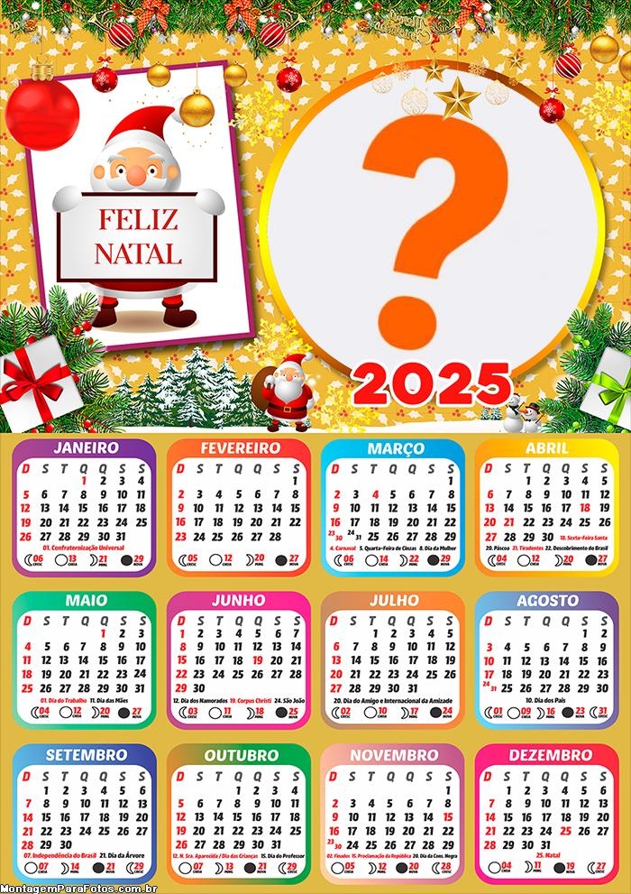 Calendário 2025 Um Feliz Natal Enfeitado Foto Montagem Grátis