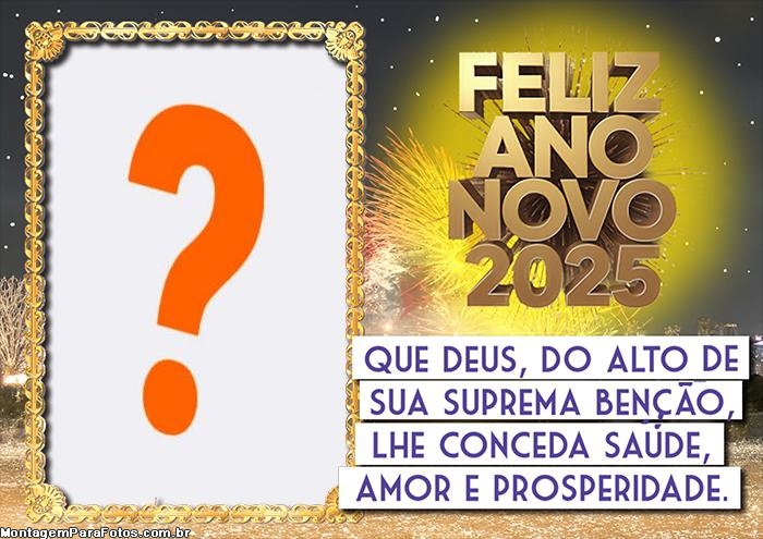 Moldura Feliz Ano Novo 2025 Que Deus Abençoe PNG