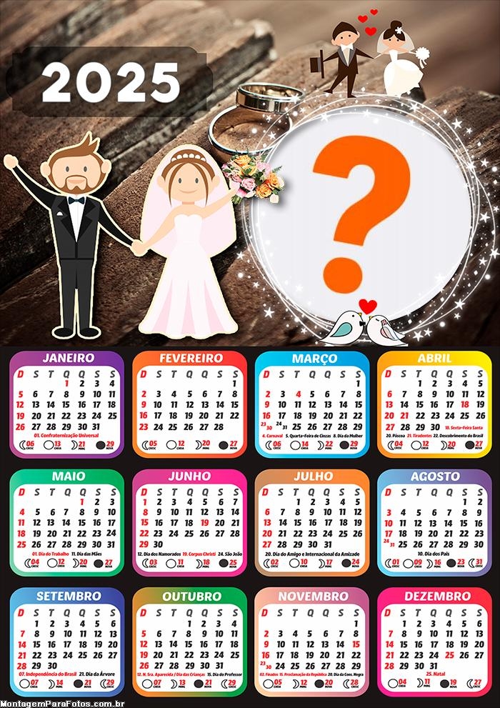 Calendário 2025 Casamento Moldura Online