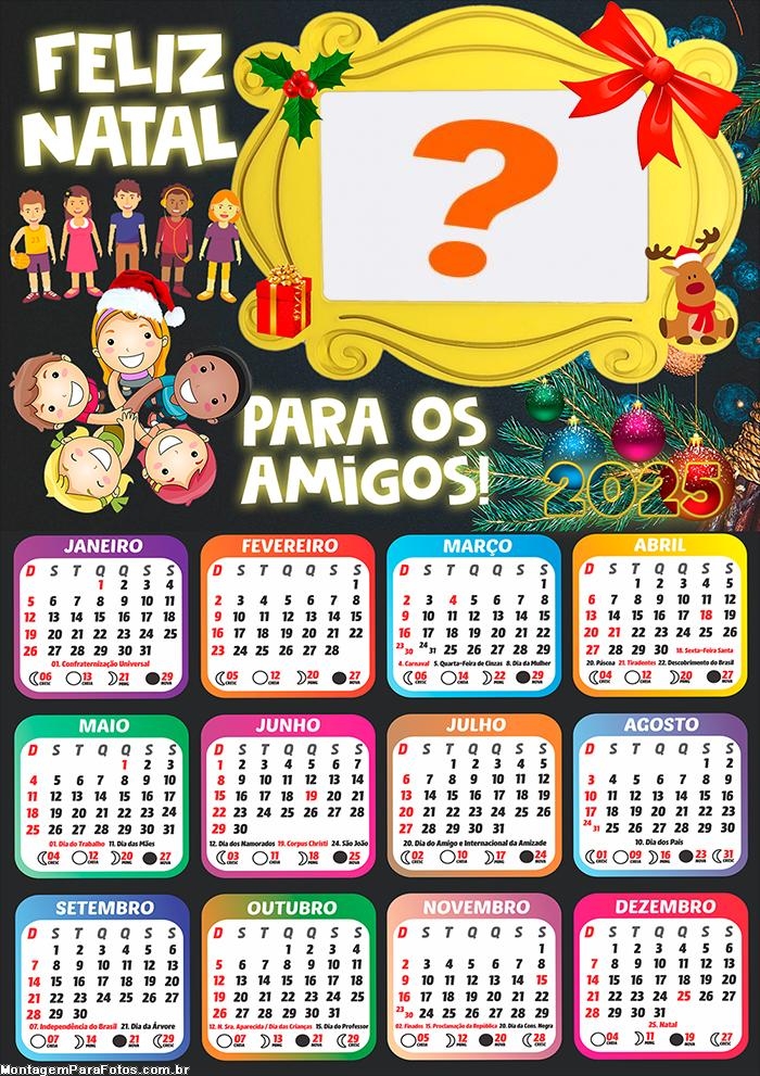 Calendário 2025 Feliz Natal para os Amigos Online