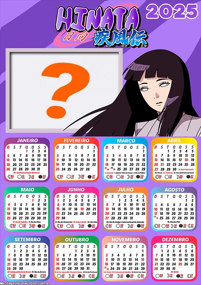 Calendário 2025 Hinata Fazer Montagem Online