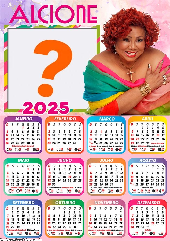 Calendário 2025 Alcione Colagem Online Grátis