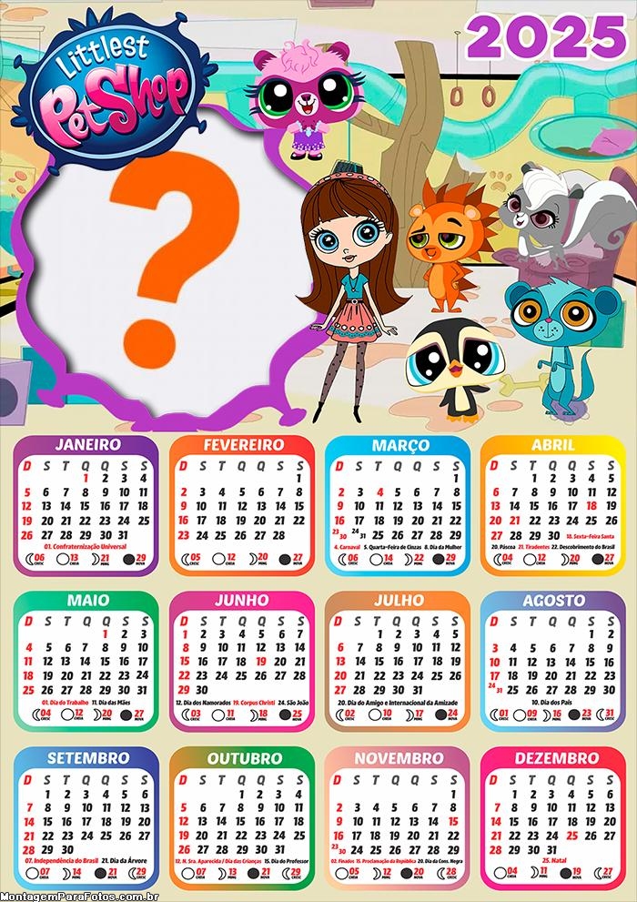 Calendário 2025 Littlest Pet Shop Moldura Online