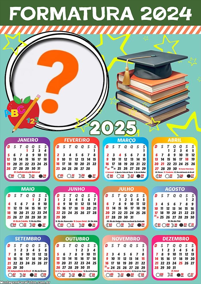 Calendário 2025 de Formatura 2024 Escolar