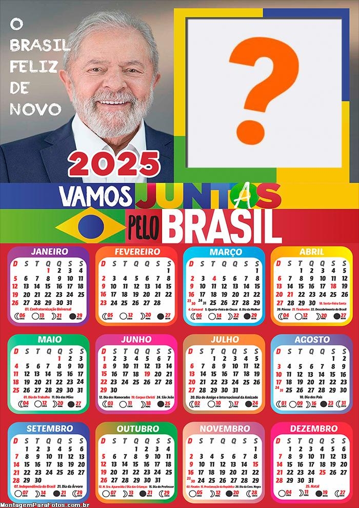 Calendário 2025 Lula Moldura Online