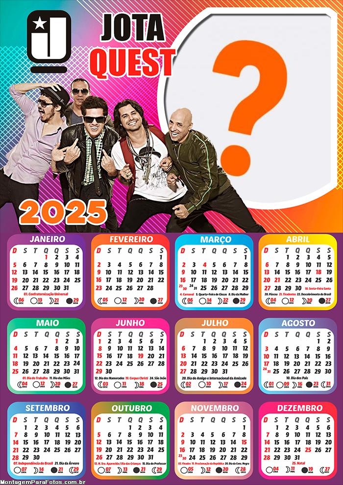 Calendário 2025 Jota Quest Foto Montagem Online