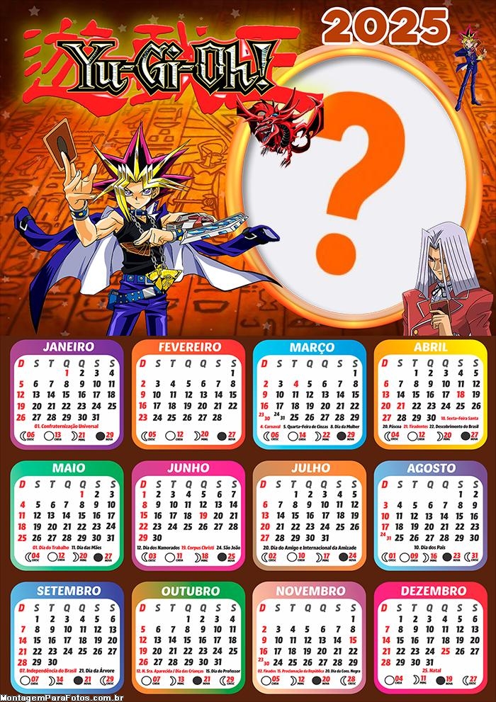 Calendário 2025 Yu-Gi-Oh Montagem Online