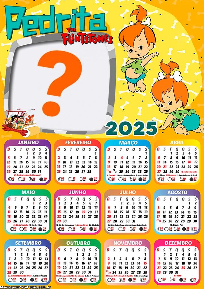 Calendário 2025 Pedrita Os Flintstones Montagem Grátis Online