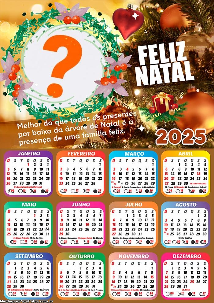 Calendário 2025 Presença de uma família feliz Colagem de Foto