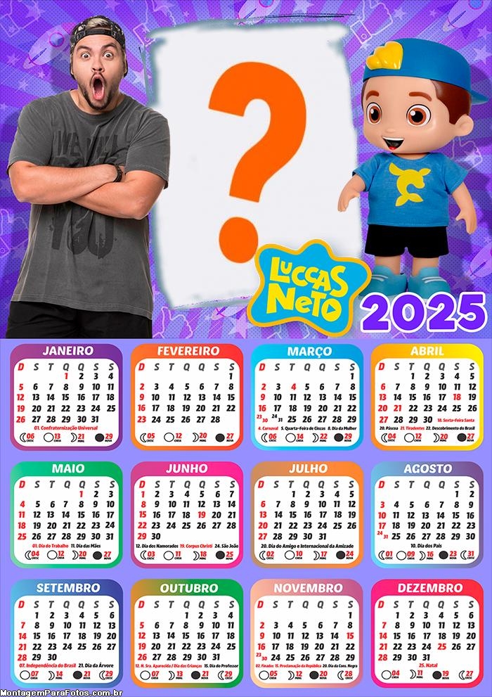 Foto Calendário 2025 Boneco Luccas Neto Moldura