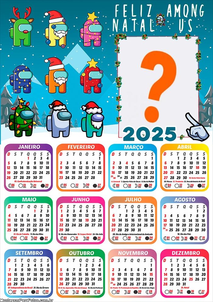 Calendário 2025 Feliz Natal Amung Us Fazer Montagem Online