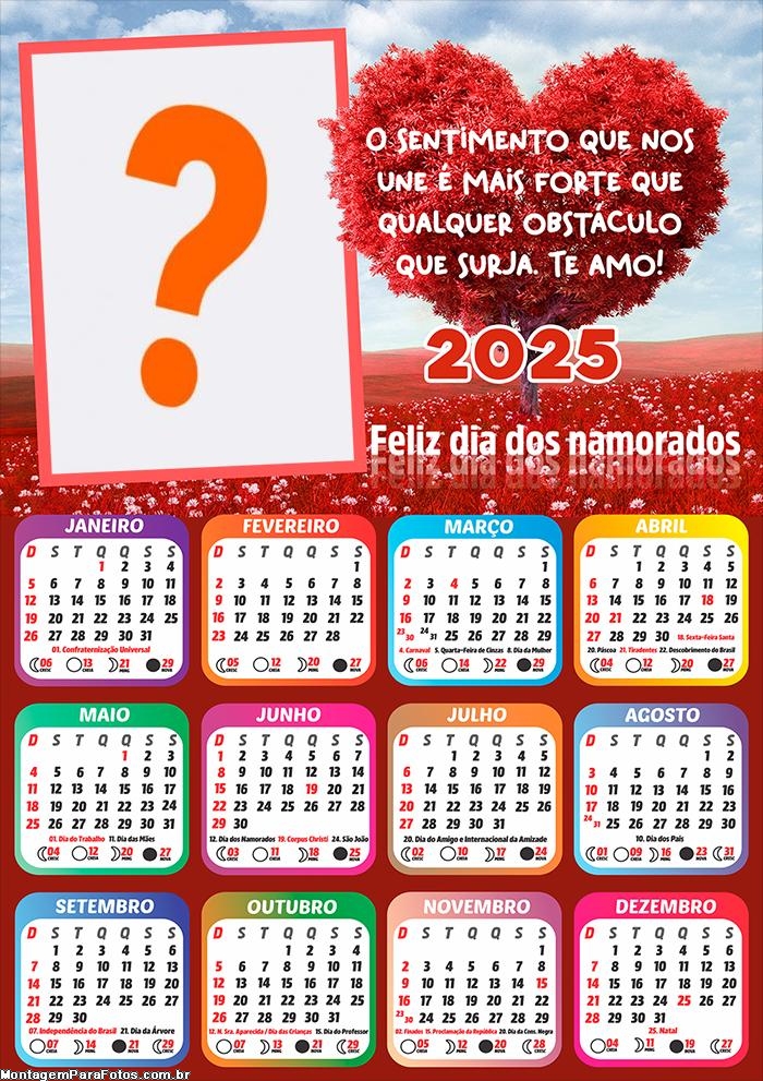 Calendário 2025 O Sentimento que nos Une Montagem Grátis Online