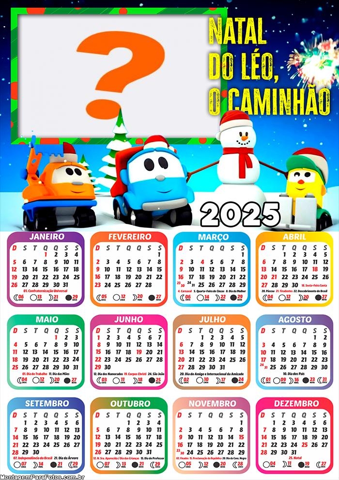 Moldura Calendário 2025 Natal do Léo O Caminhão Online