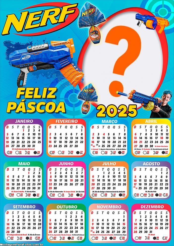 Calendário 2025 Feliz Páscoa Nerf Montagem Online