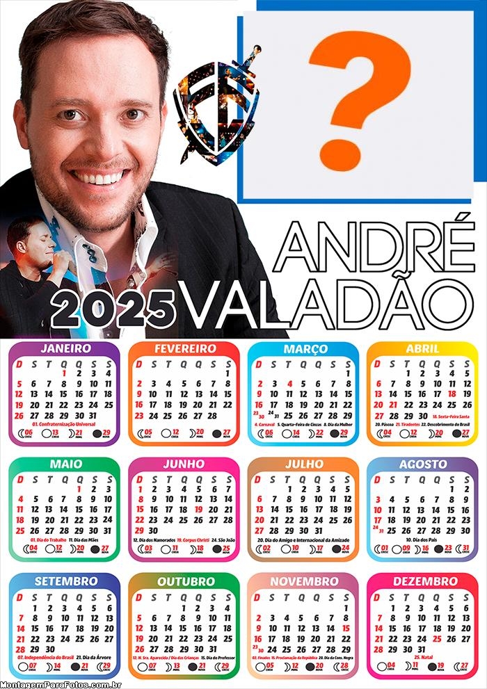 Calendário 2025 André Valadão Colagem Online Grátis