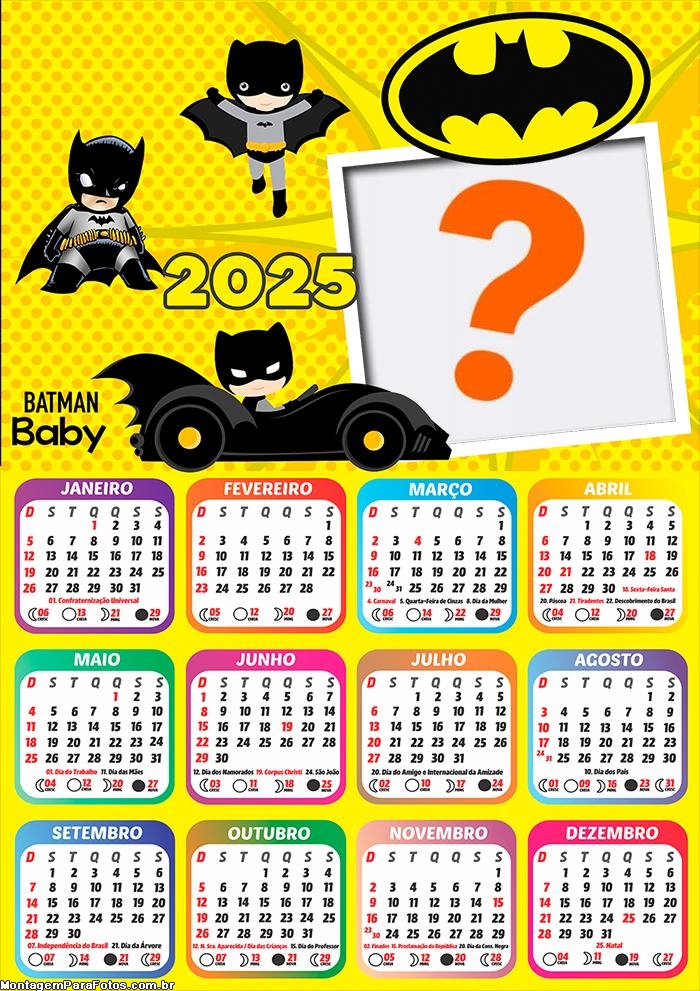 Calendário 2025 Batman Baby Foto Montagem Online