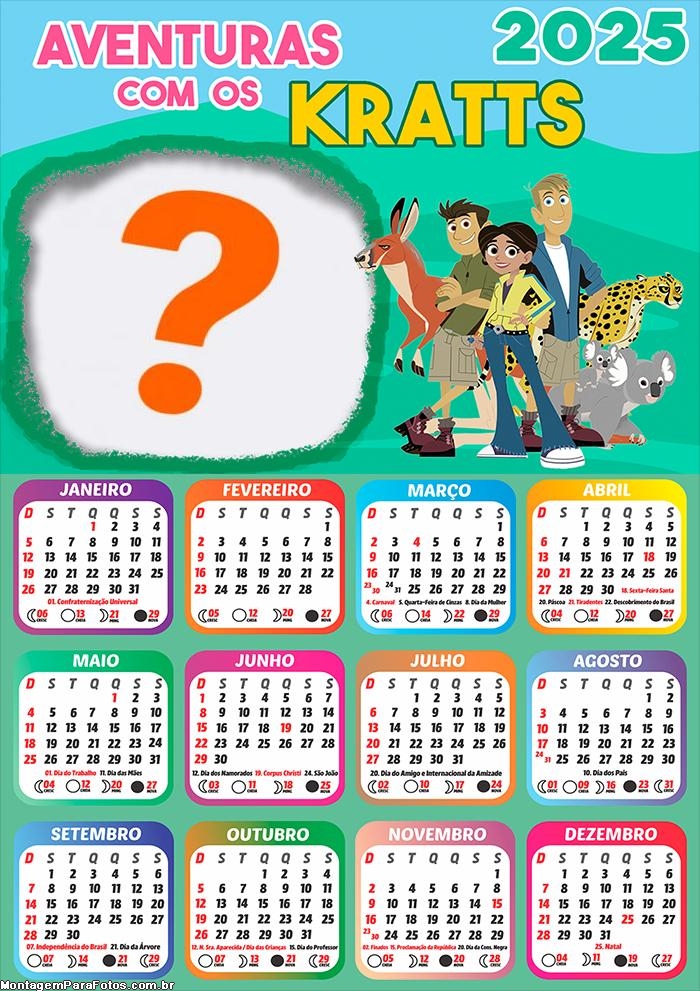 Calendário 2025 Aventuras com os Kratts Fazer Montagem Online