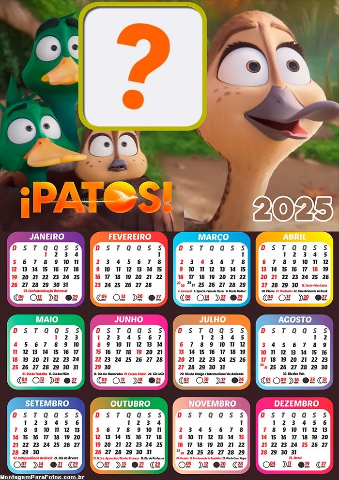 Montagem de Foto Calendário 2025 Patos!